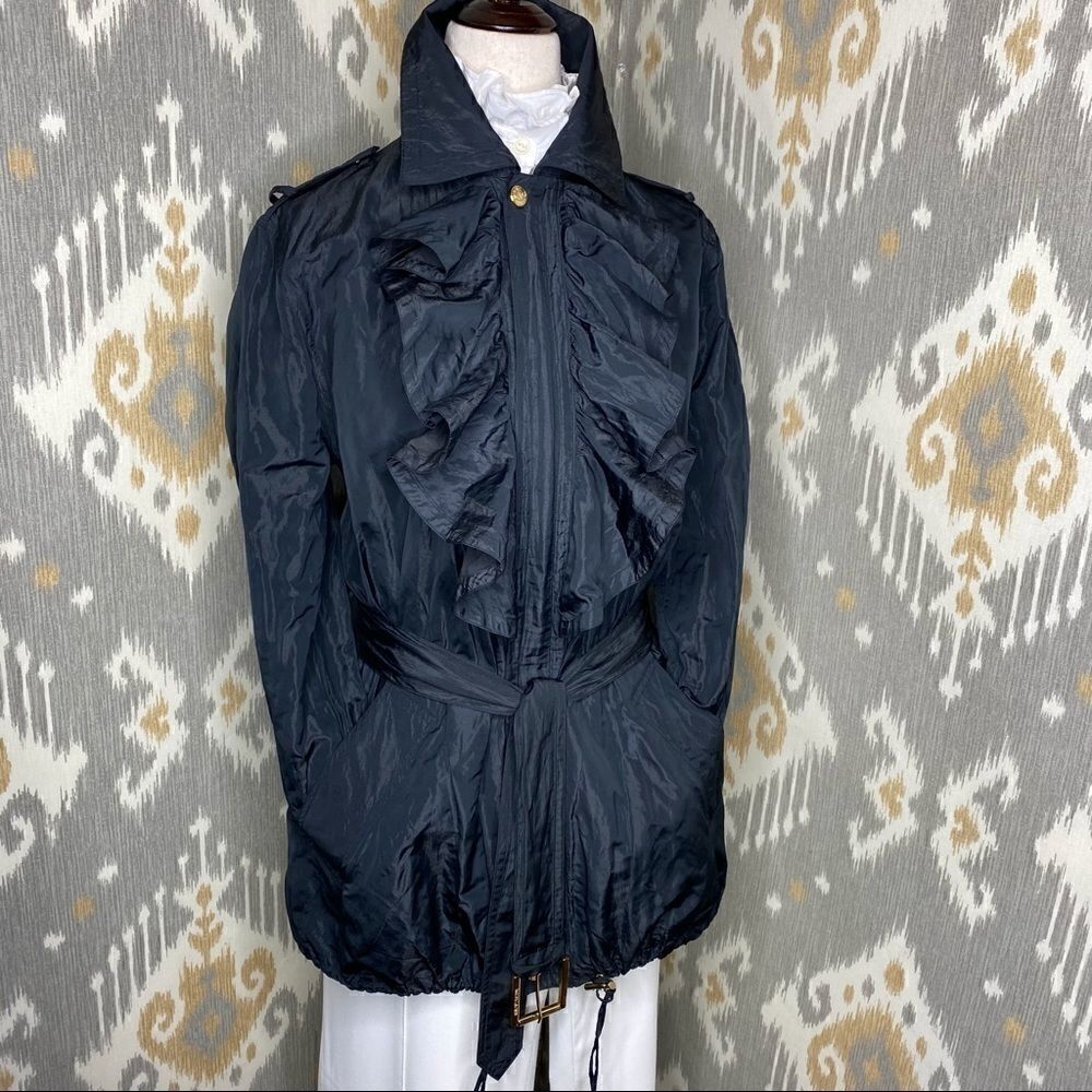Ralph Lauren Black Luster Ruffled Nylon Windbreaker Jacket - Picture 3 of 16